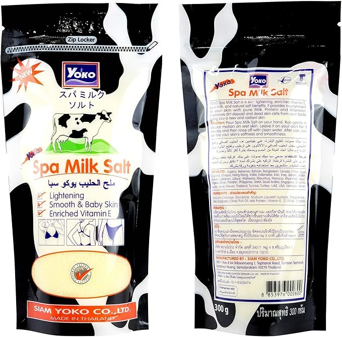 ThongKoon Yoko Spa Milk Salt Body Scrub Skin Vitamin E, AHA Body Skin Care