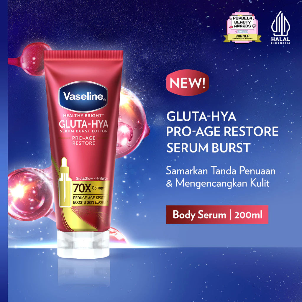 Vaseline Essential Even Tone Flawless Glow Gluta-Hya Serum Burst UV Lotion