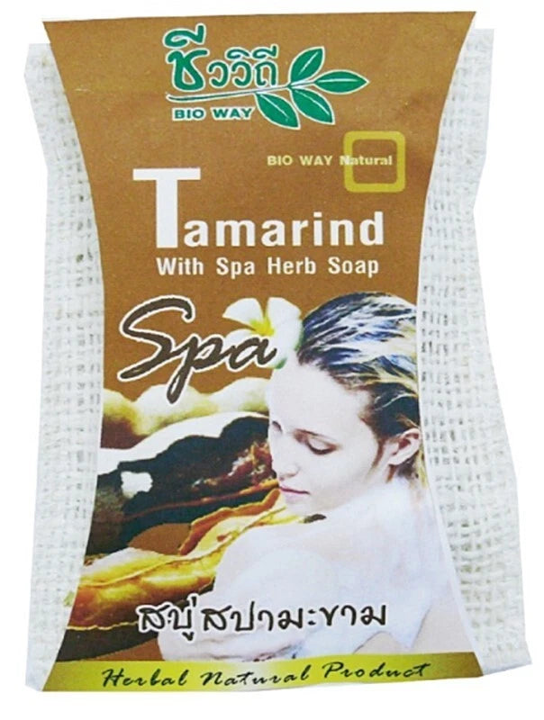 صابون التمر الهندي الطبيعي من بايو واي مع أعشاب سبا وحقيبة إسفنجية من اللوف