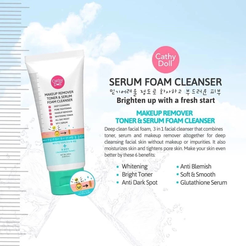 Cathy Doll Facial Foam – 3-in-1 Facial Cleansing Solutions