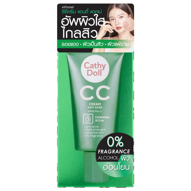 Cathy Doll CC Cream Anti-Acne SPF 50 PA+++ (Green Tube)