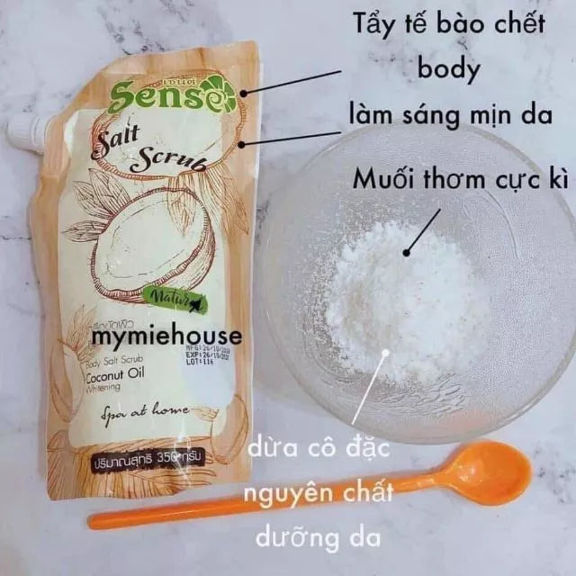 مقشر ملح سينس بتركيبة زيت جوز الهند مقشر طبيعي للبشرة، ملح سبا