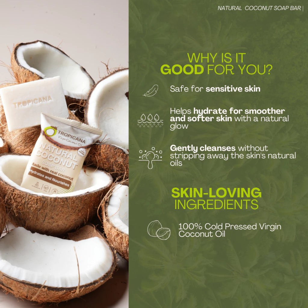 Tropicana Natural Coconut Soap Bar 50g hydrating & nourshing beauty bar