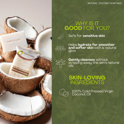 Tropicana Natural Coconut Soap Bar 50g hydrating & nourshing beauty bar