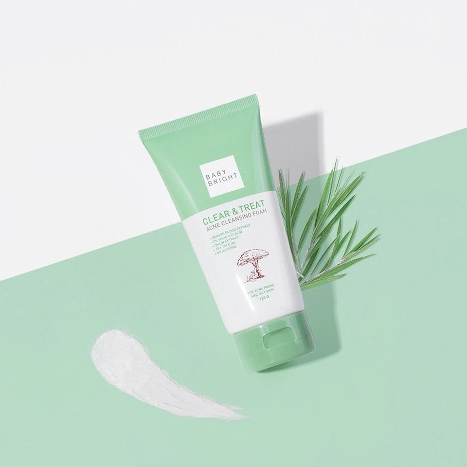 BABY BRIGHT clear & treat acne cleansing foam nourish skin soft moisturized