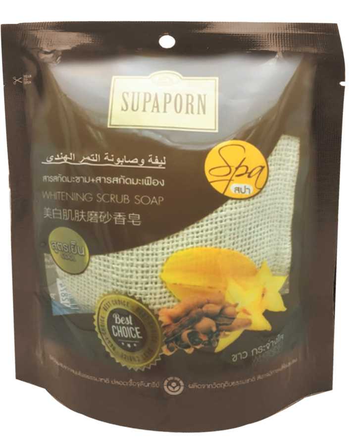 صابون مقشر الجسم سوبابورن لتبييض الجسم، بخلاصة نجمة البحر والتمر الهندي
